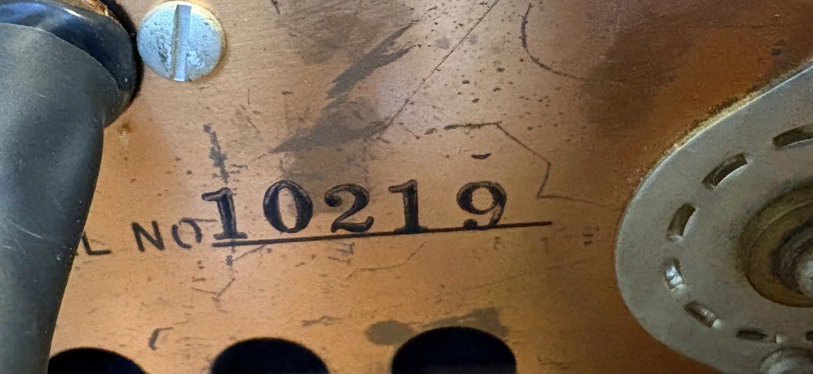 Drake 2-B rear apron stamped SERIAL NO 10219